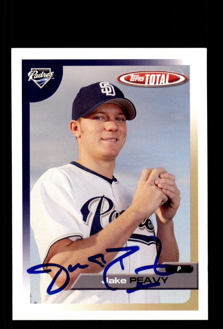 Signed Baseball Card Auto Jake Peavy 2005 Topps Total #475 San Diego Padres