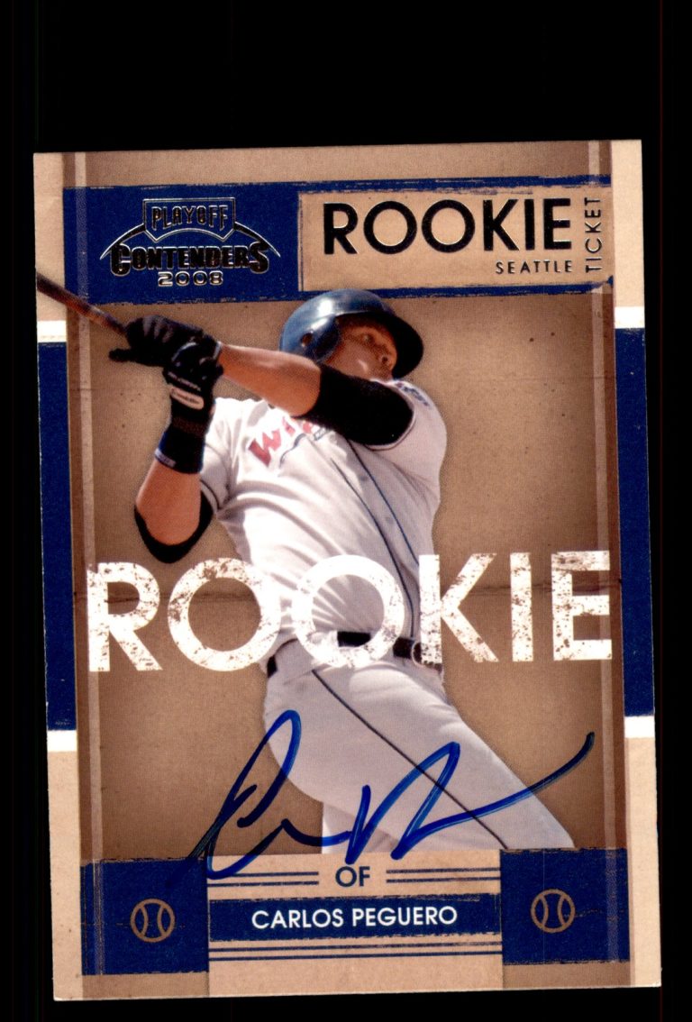 Signed Baseball Card Auto Carlos Peguero 2008 Playoff Contenders #10 Mariners