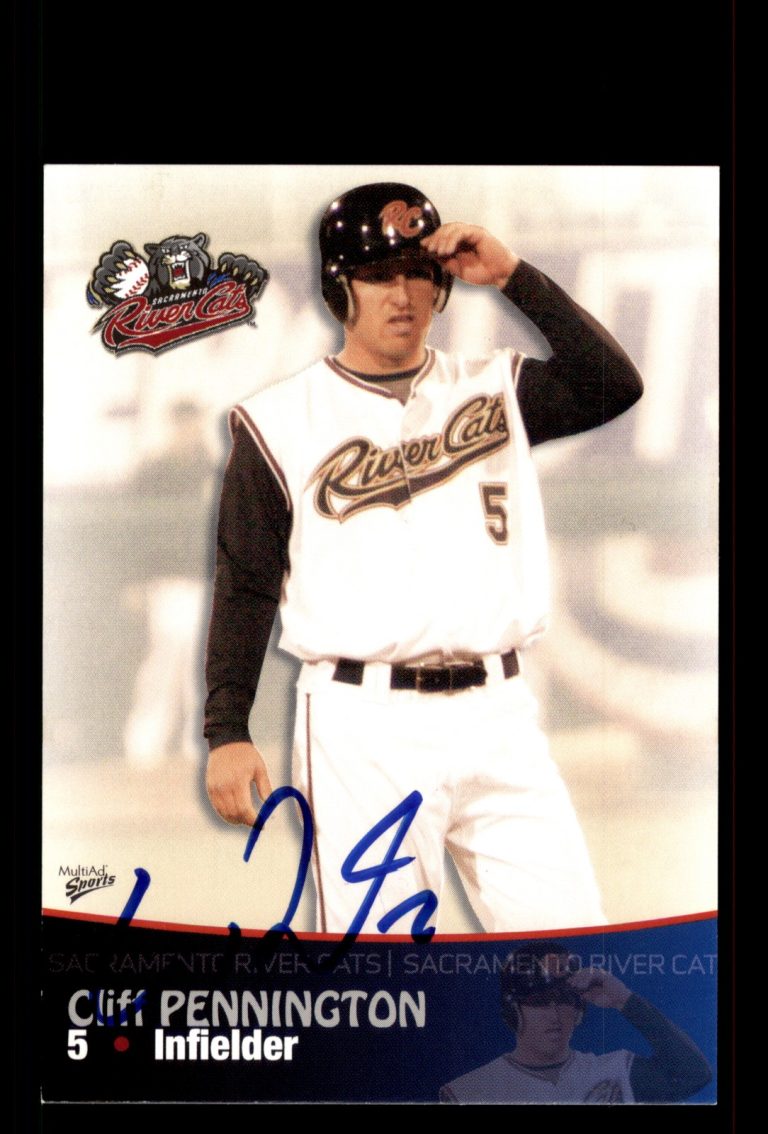 Signed Baseball Card Auto Cliff Pennington 2009 MultiAd Sacramento River Cats