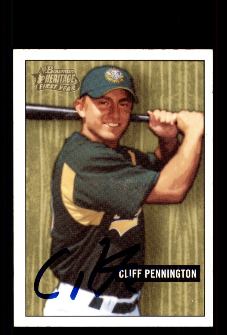 Signed Baseball Card Auto Cliff Pennington 2005 Bowman Heritage #331 Oakland A's