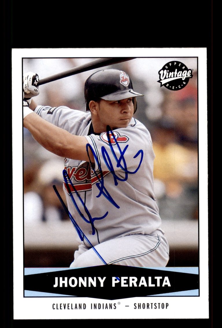 Signed Baseball Card Auto Jhonny Peralta 2004 Upper Deck Vintage #295 Indians