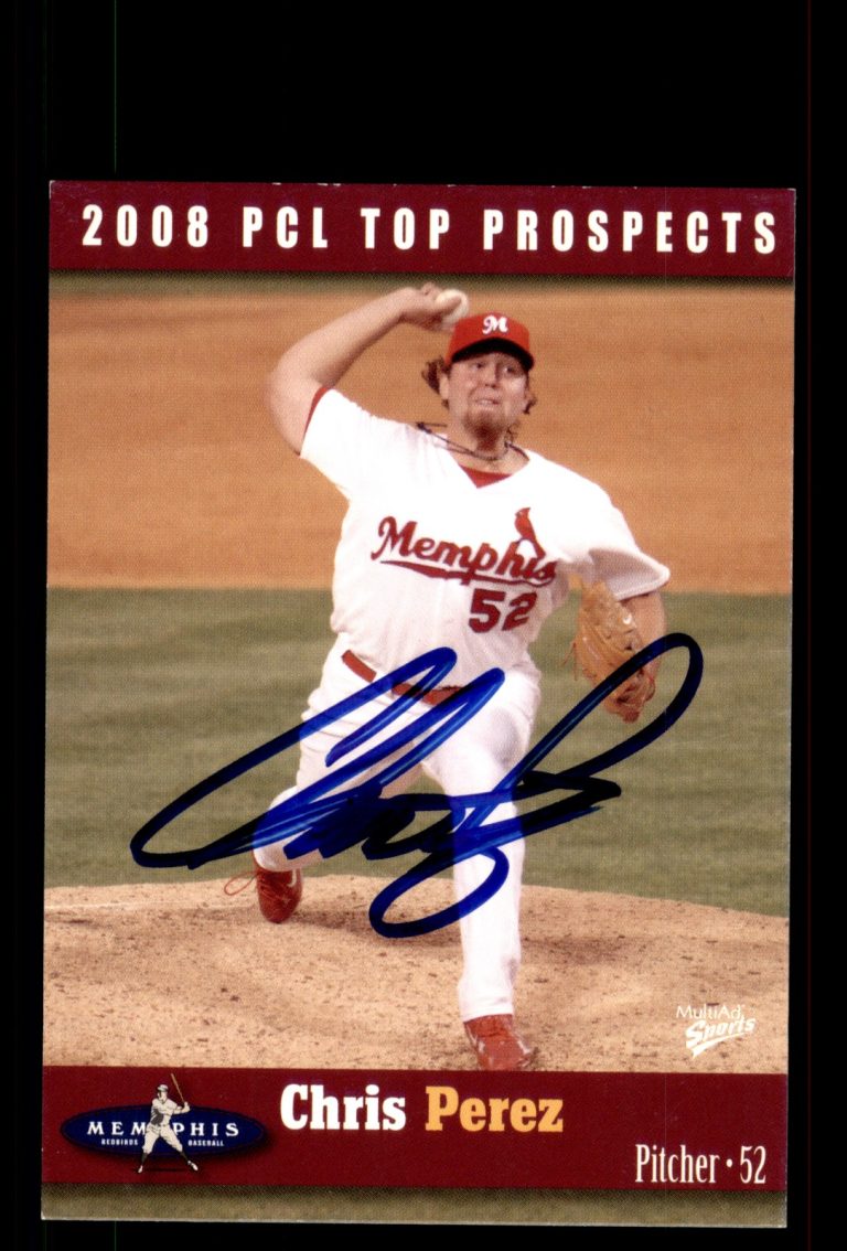 Signed Baseball Card Auto Chris Perez 2008 Pacific Coast League Top Prospects