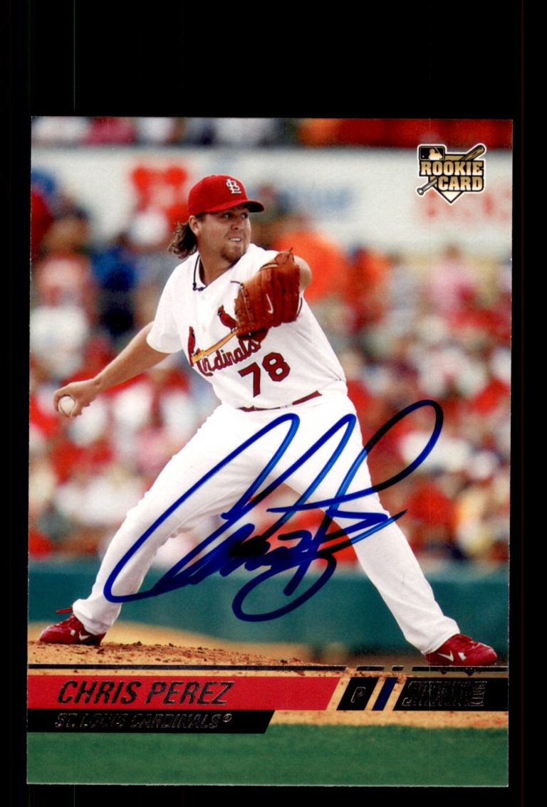 Signed Baseball Card Auto Chris Perez 2008 Stadium Club #148 St. Louis Cardinals