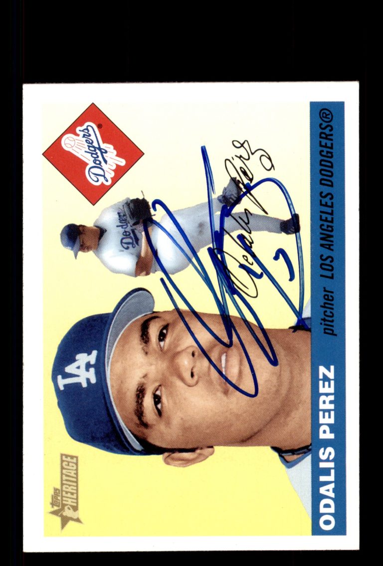 Signed Baseball Card Auto Odalis Perez 2004 Topps Heritage #265 Dodgers