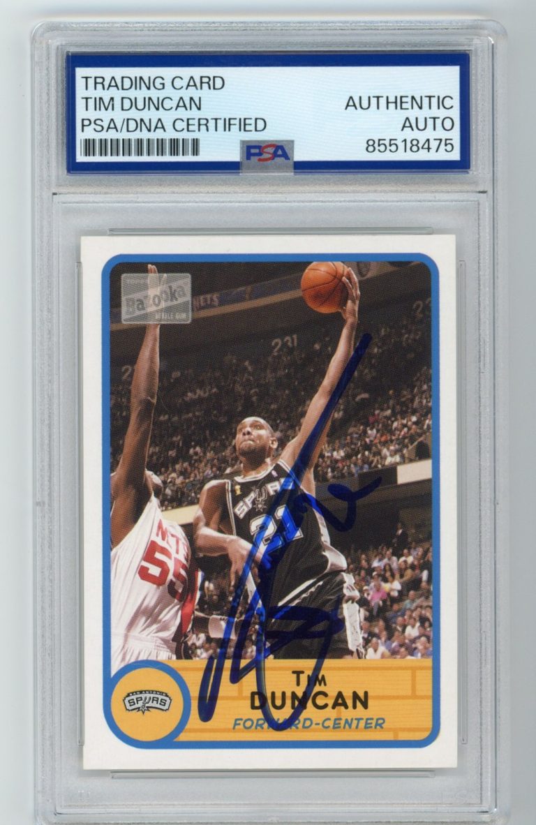 Signed Basketball Card Auto Tim Duncan 2003-04 Bazooka #100 Spurs PSA/DNA