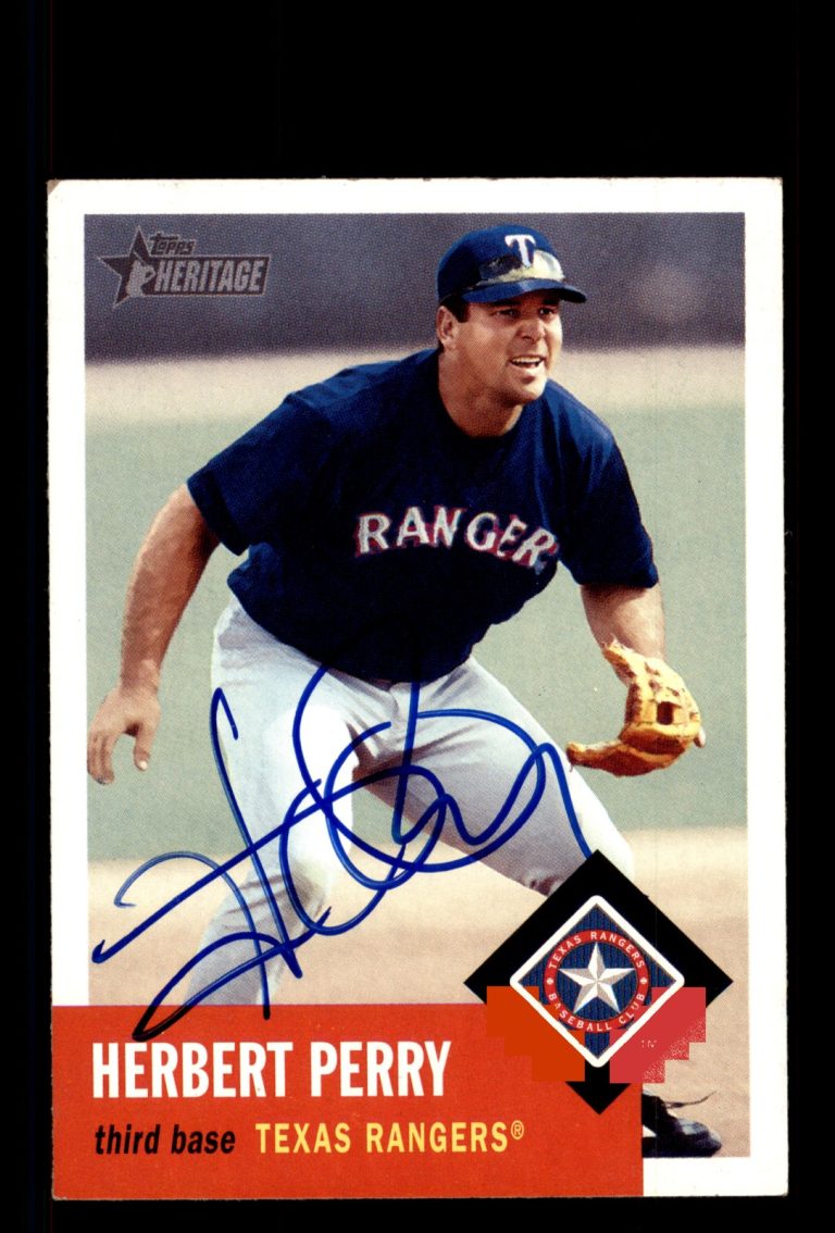 Signed Baseball Card Auto Herbert Perry 2002 Topps Heritage #428 Texas Rangers
