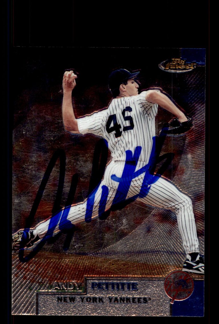 Signed Baseball Card Auto Andy Pettitte 1999 Topps Finest #208 Yankees