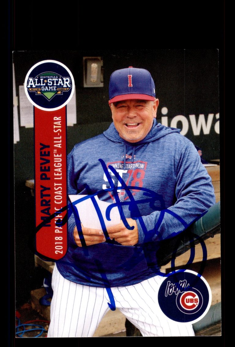 Signed Baseball Card Auto Marty Pevey 2018 Pacific Coast League All-Stars
