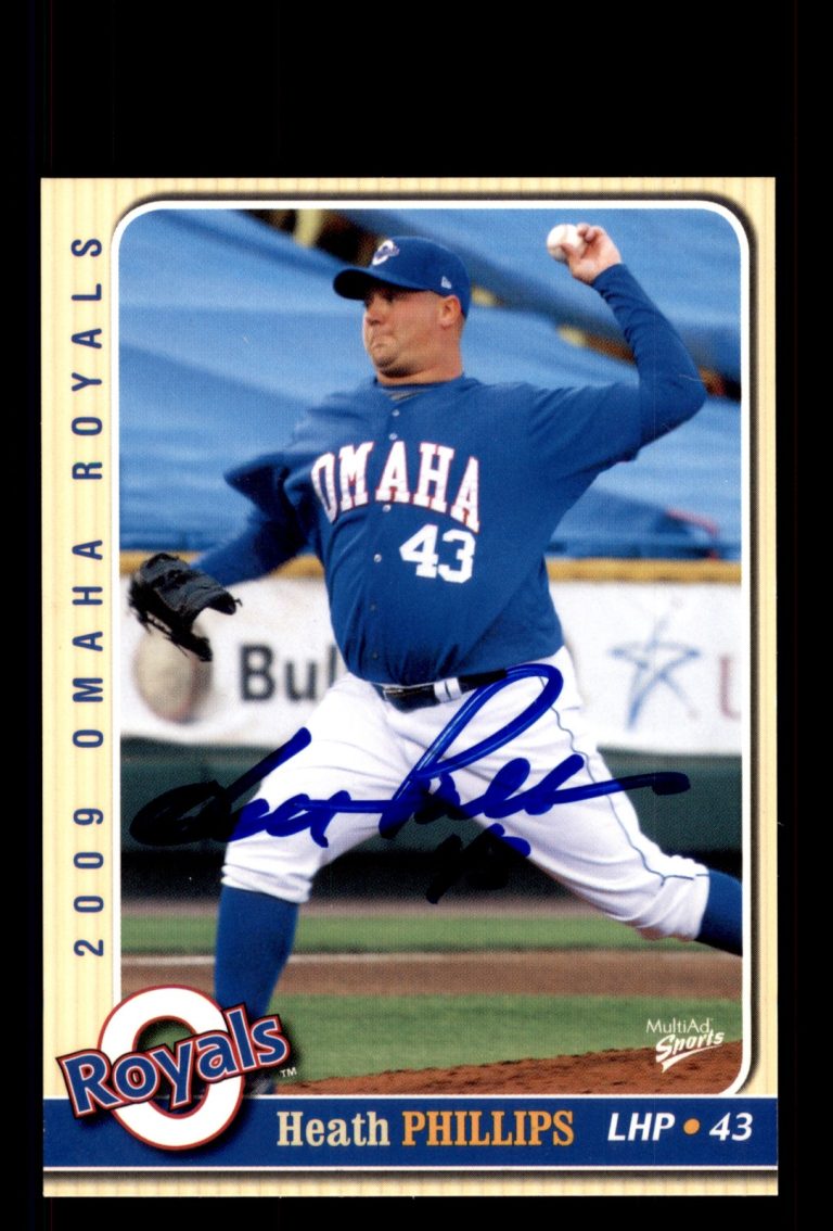 Signed Baseball Card Auto Heath Phillips 2009 MultiAd Omaha Royals