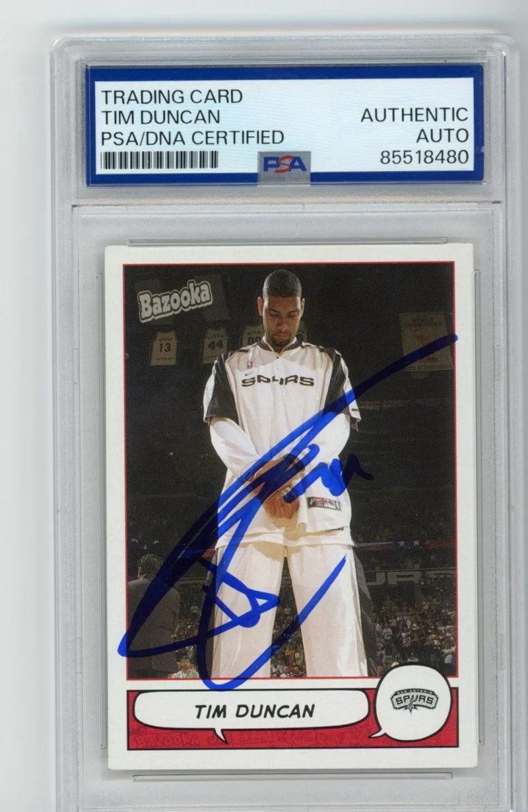 Signed Basketball Card Auto Tim Duncan 2004-05 Topps Bazooka #21 PSA/DNA