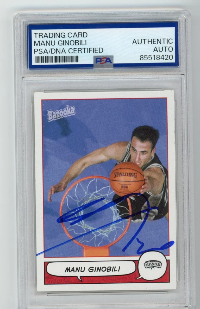 Signed Basketball Card Auto Manu Ginobili 2004-05 Bazooka #68 Spurs PSA/DNA