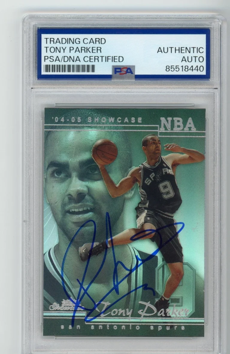 Signed Basketball Card Auto Tony Parker 2004-05 Fleer Showcase #57 Spurs PSA/DNA