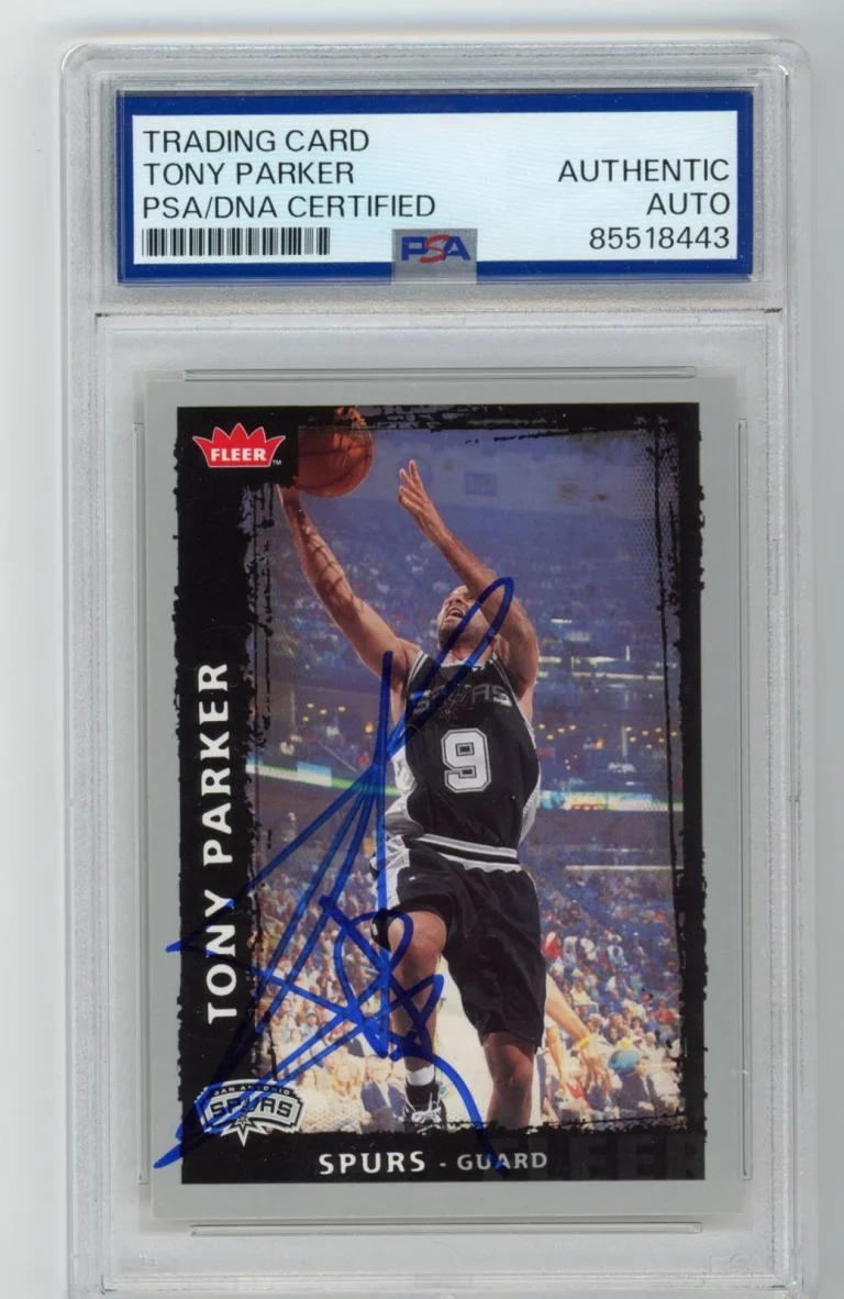 Signed Basketball Card Auto Tony Parker 2008-09 Fleer #115 Spurs PSA/DNA