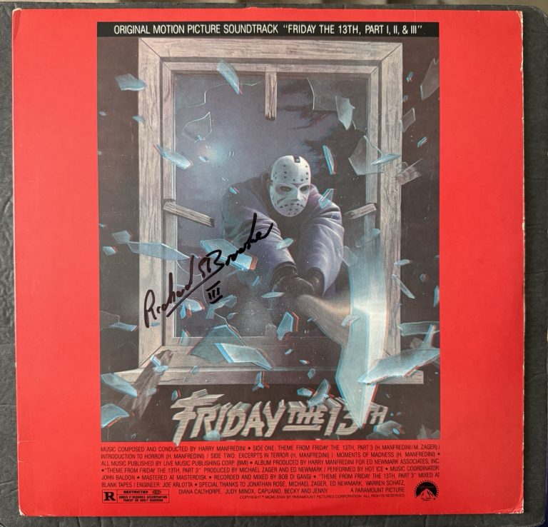 Richard Brooker Signed Vinyl Soundtrack Friday The 13TH Part 3 Autograph JSA COA