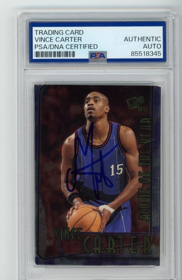 Signed Basketball Card Auto Vince Carter Special 1999 Press Pass ROY PSA/DNA
