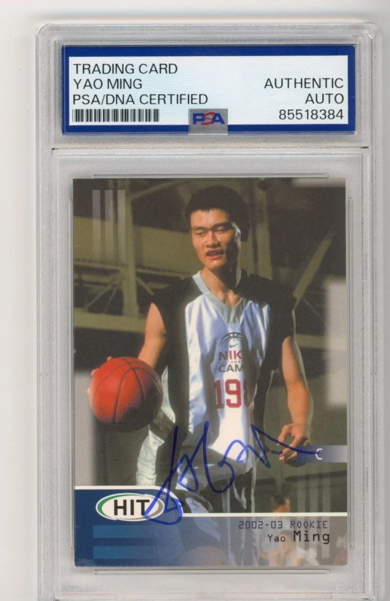Signed Basketball Card Auto Yao Ming 2002 SAGE HIT #5 China Rookie RC PSA/DNA