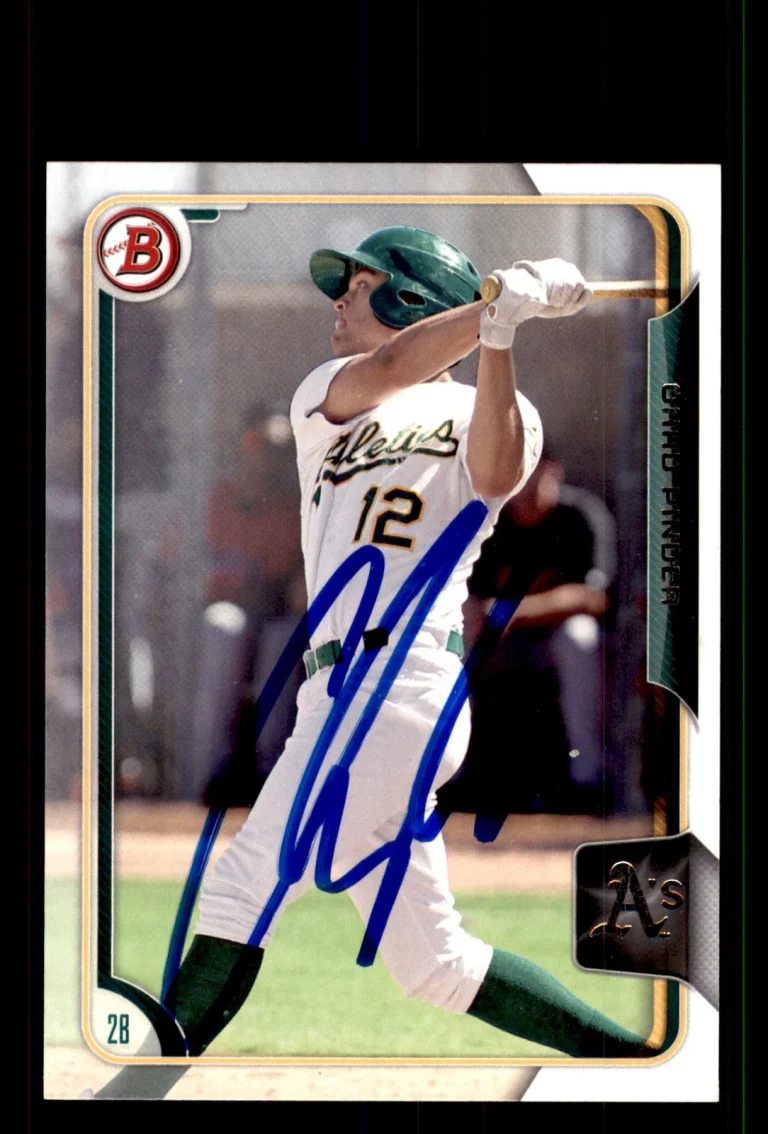 Signed Baseball Card Auto Chad Pinder 2015 Bowman #BP110 Oakland Athletics
