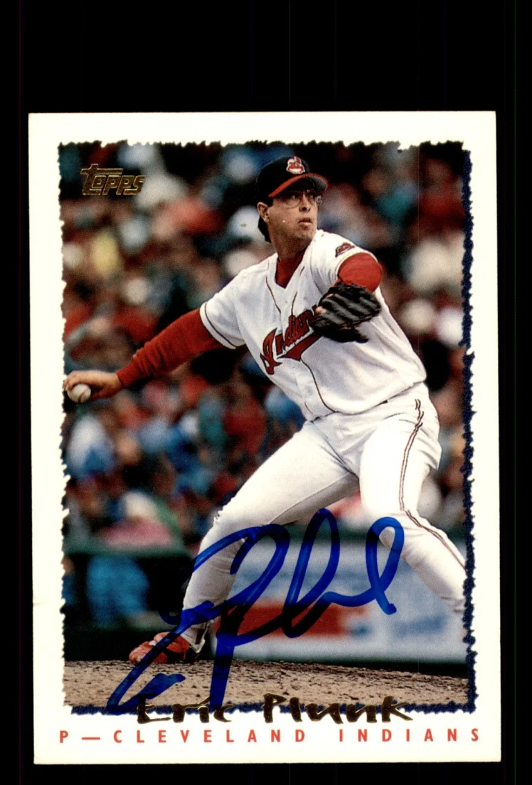Signed Baseball Card Auto Eric Plunk 1995 Topps #256 Cleveland Indians