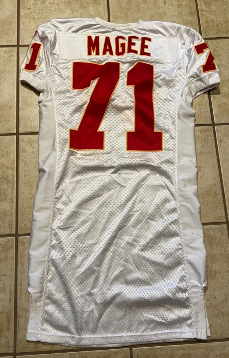 KANSAS CITY CHIEFS GAME USED ? ISSUED FOOTBALL JERSEY ALEX MAGEE PURDUE WHITE