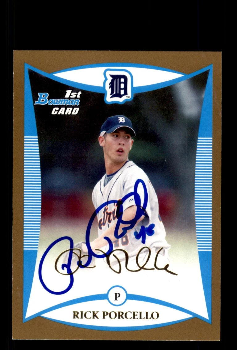 Signed Baseball Card Auto Rick Porcello 2008 Bowman #BDPP1 Detroit Tigers Gold