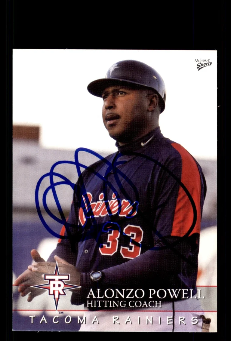 Signed Baseball Card Auto Alonzo Powell 2008 MultiAd Tacoma Rainiers