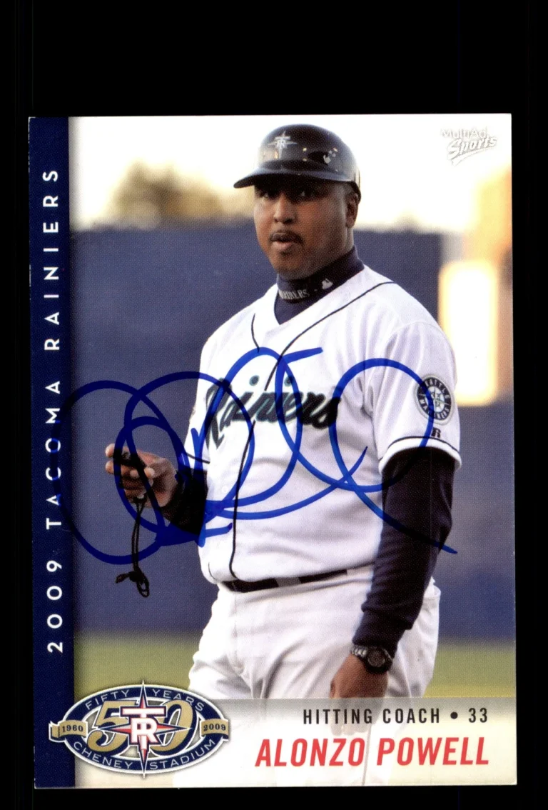 Signed Baseball Card Auto Alonzo Powell 2009 MultiAd Tacoma Rainiers