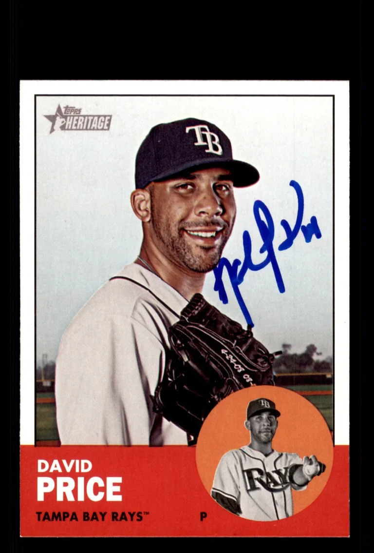 Signed Baseball Card Auto David Price 2012 Topps Heritage #277 Tampa Bay Rays