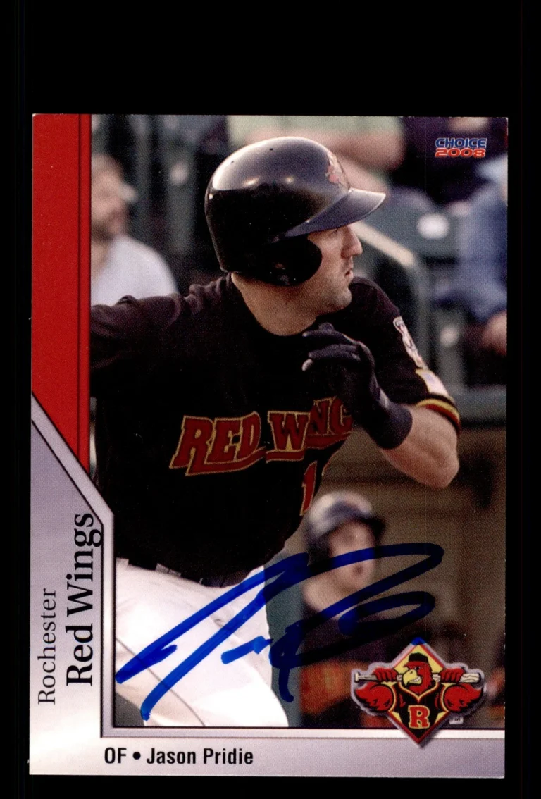 Signed Baseball Card Auto Jason Pridie 2008 Choice Rochester Red Wings