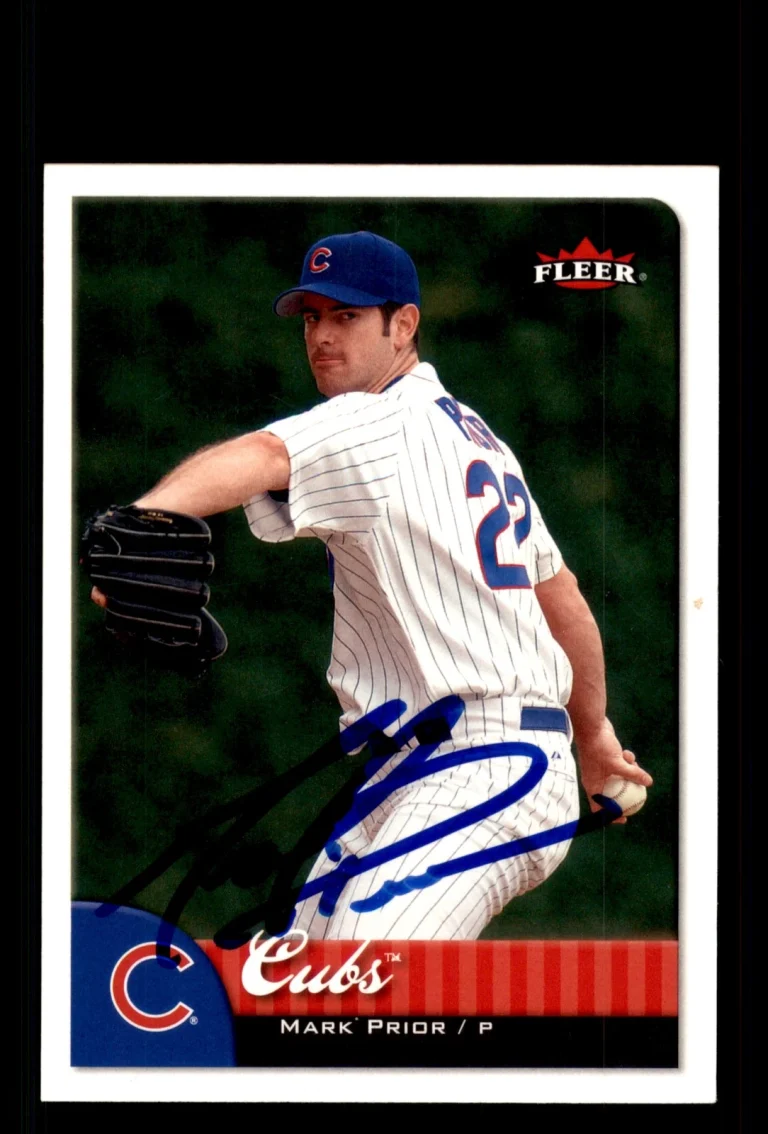 Signed Baseball Card Auto Mark Prior 2007 Fleer #275 Chicago Cubs