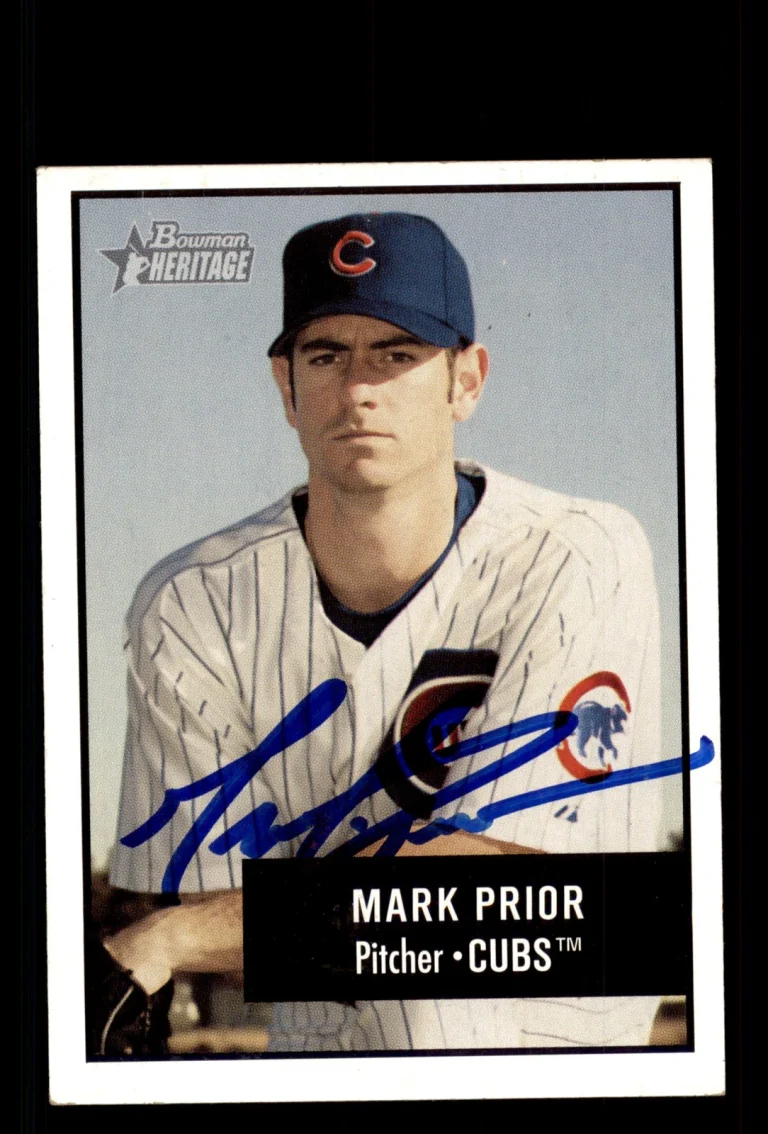 Signed Baseball Card Auto Mark Prior 2003 Bowman Heritage #20 Chicago Cubs