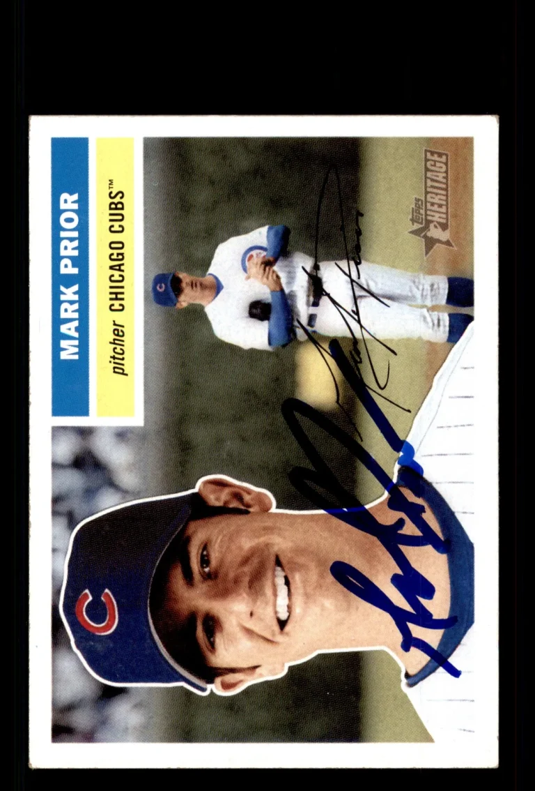 Signed Baseball Card Auto Mark Prior 2005 Topps Heritage #69 Chicago Cubs