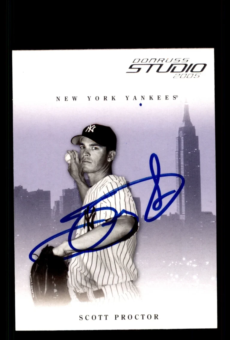 Signed Baseball Card Auto Scott Proctor 2005 Donruss Studio #198 Yankees