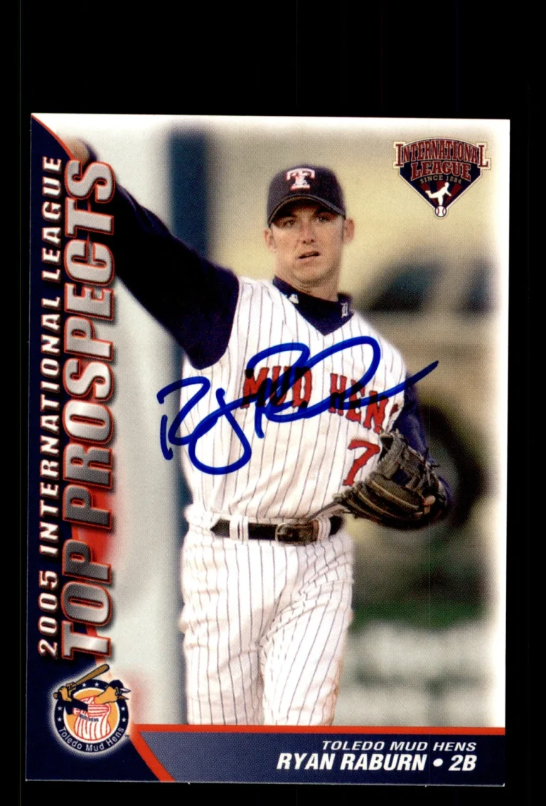 Signed Baseball Card Auto Ryan Raburn 2005 International League Top Prospects