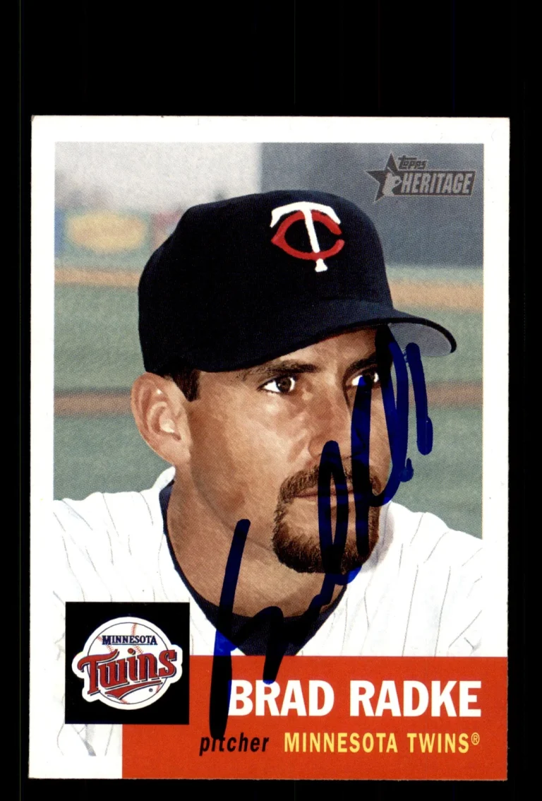 Signed Baseball Card Auto Brad Radke 2002 Topps Heritage #333 Minnesota Twins