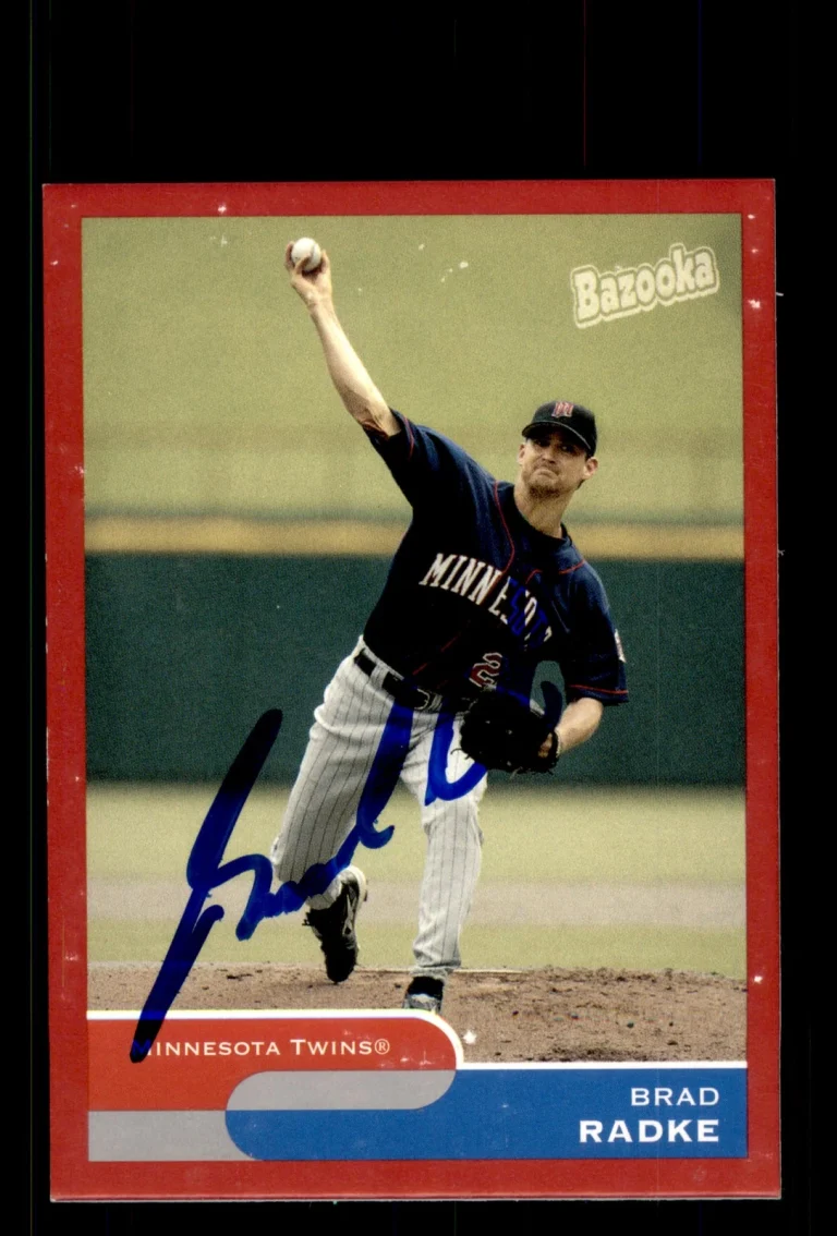 Signed Baseball Card Auto Brad Radke 2004 Bazooka #62 Minnesota Twins Red