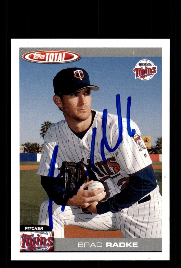 Signed Baseball Card Auto Brad Radke 2004 Topps Total #605 Minnesota Twins