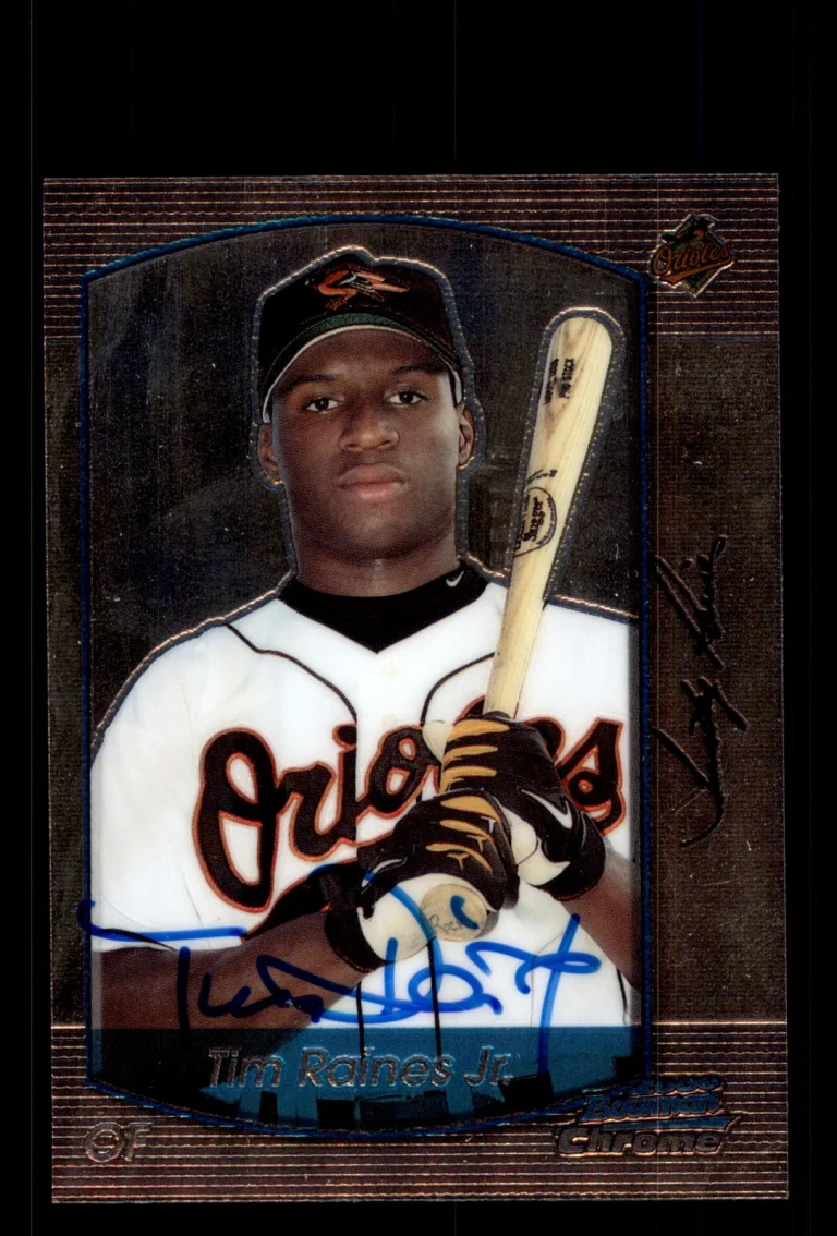 Signed Baseball Card Auto Tim Raines Jr. 2000 Bowman Chrome #332 Orioles