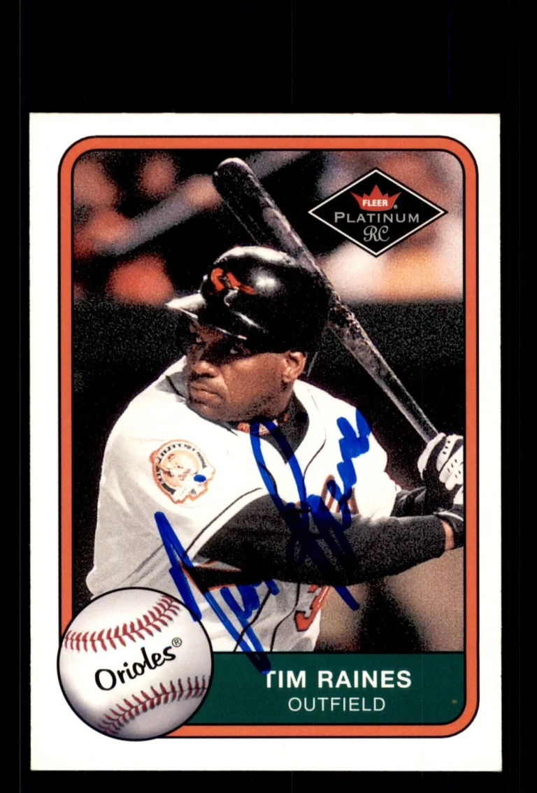 Signed Baseball Card Auto Tim Raines 2001 Fleer Platinum #308 Baltimore Orioles