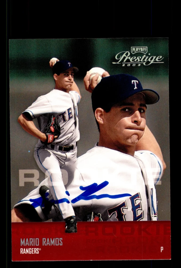 Signed Baseball Card Auto Mario Ramos 2003 Playoff Prestige #186 Texas Rangers