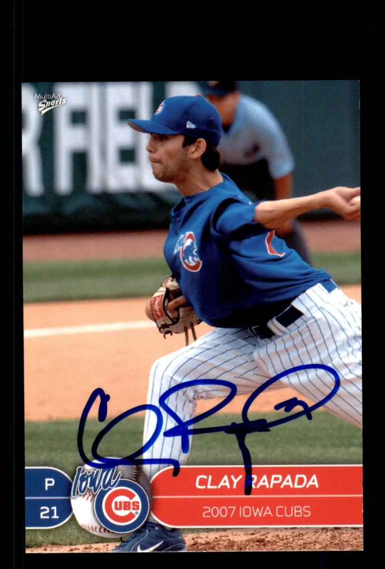 Signed Baseball Card Auto Clay Rapada 2007 MultiAd Iowa Cubs