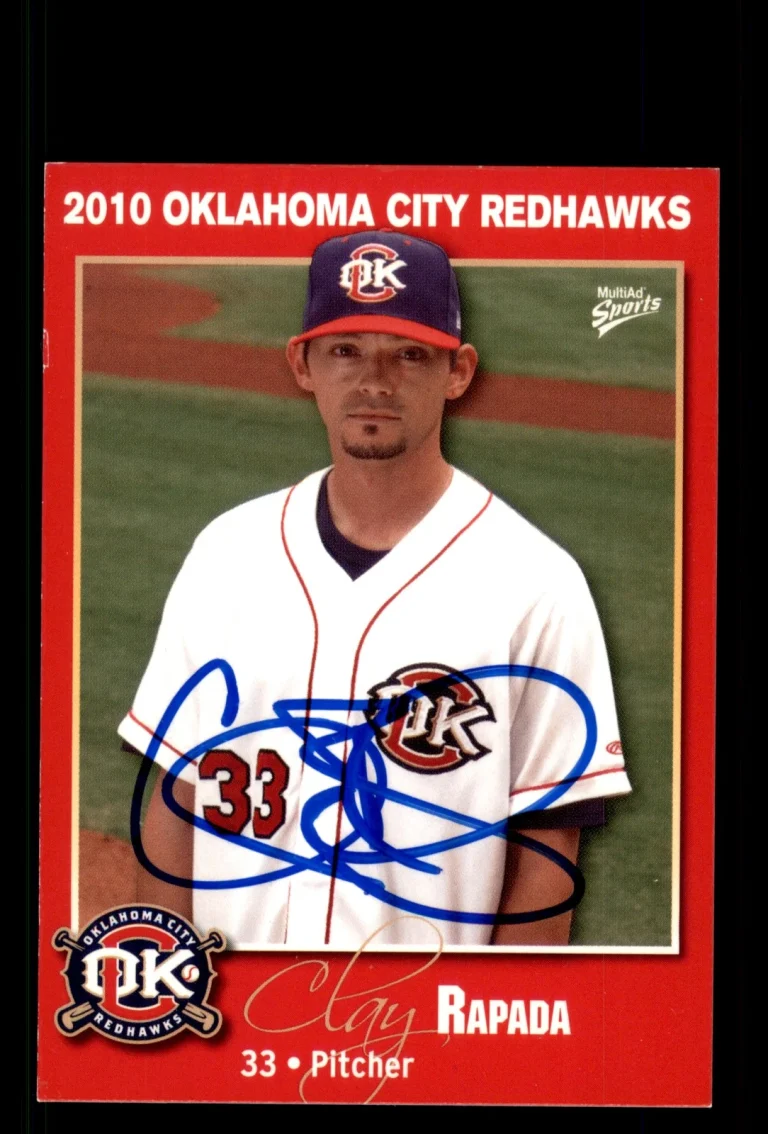 Signed Baseball Card Auto Clay Rapada 2010 MultiAd Oklahoma City RedHawks