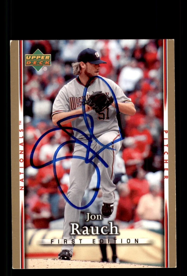 Signed Baseball Card Auto Jon Rauch 2007 Upper Deck First Edition #300 Nationals