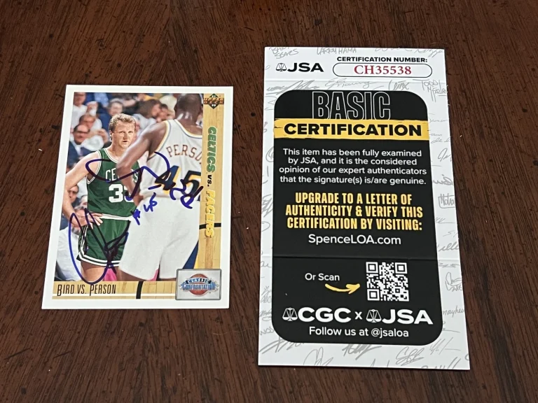 Signed Basketball Card Auto Larry Bird Chuck Person 1991-92 Upper Deck JSA COA