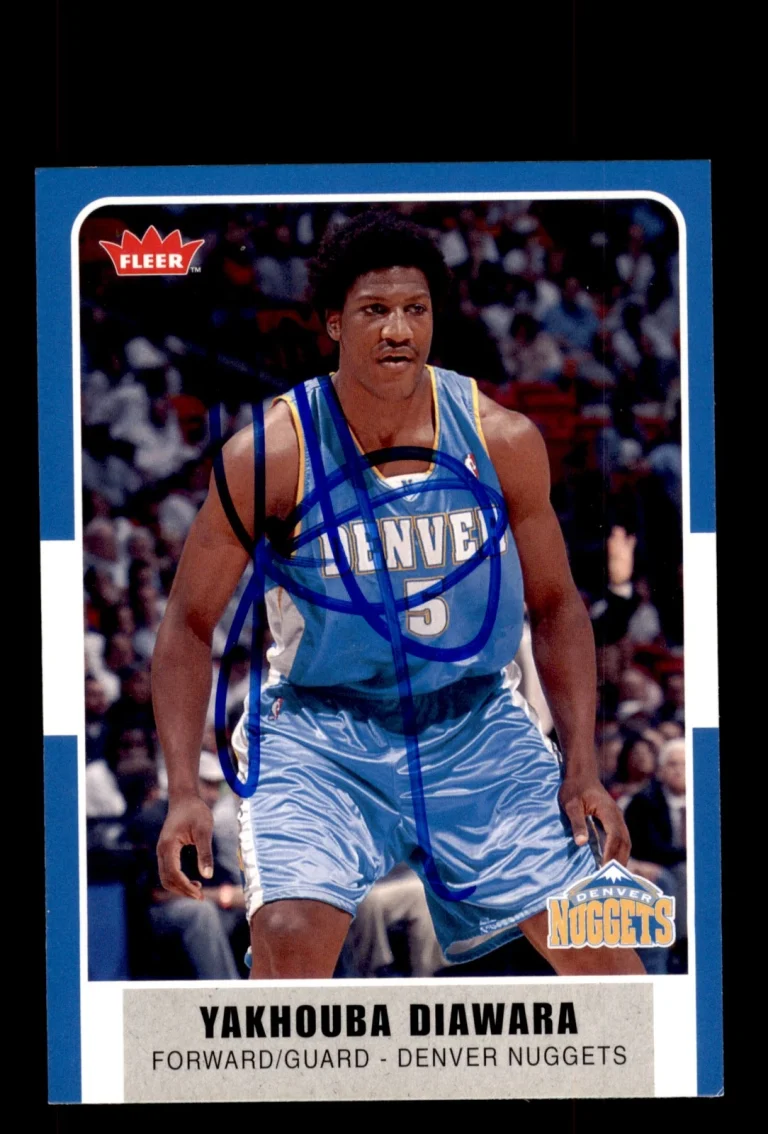 Signed Basketball Card Auto Yakhouba Diawara 2007-08 Fleer #165 Denver Nuggets
