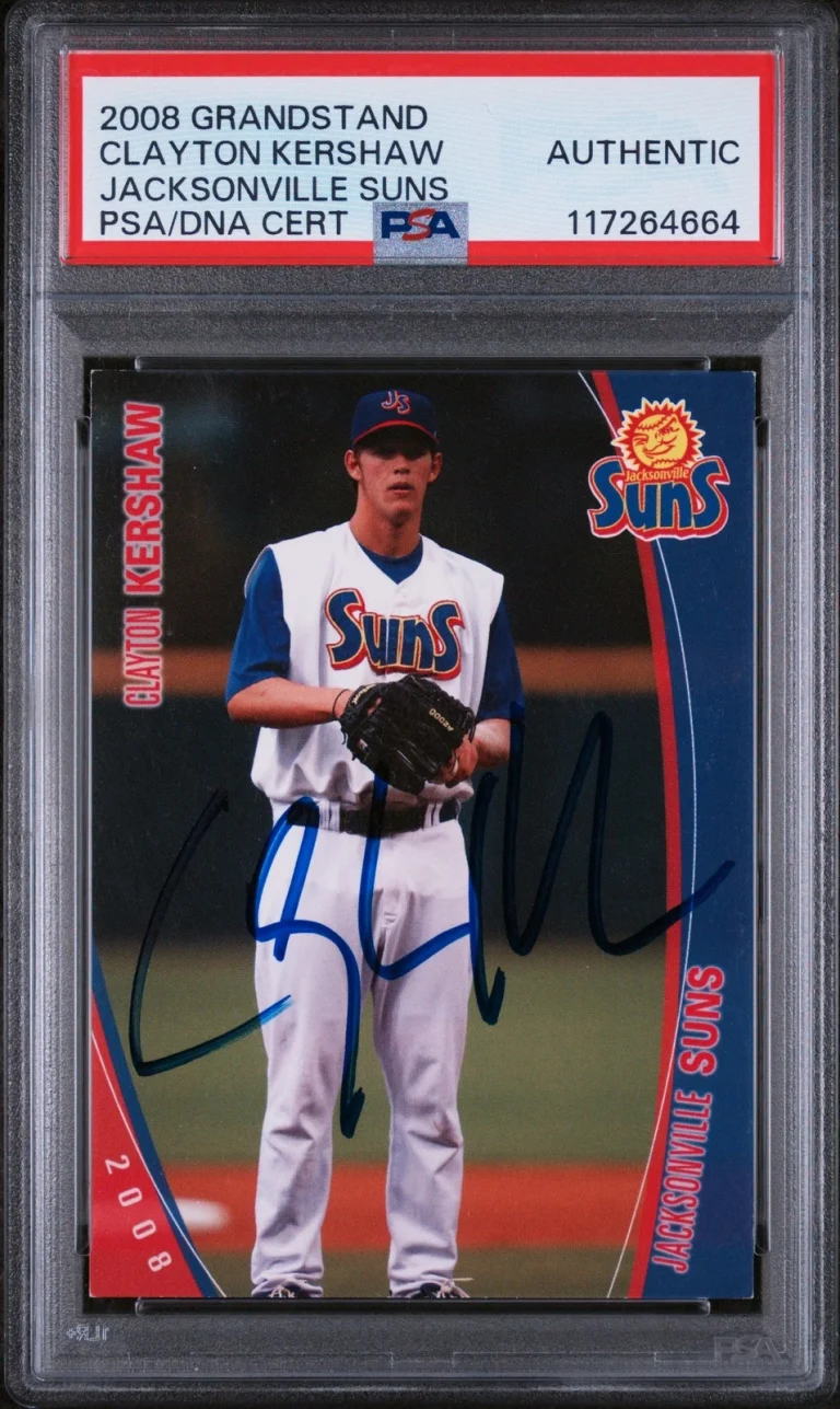 Signed Baseball Card Auto Clayton Kershaw 2008 MILB Suns Dodgers RC PSA/DNA