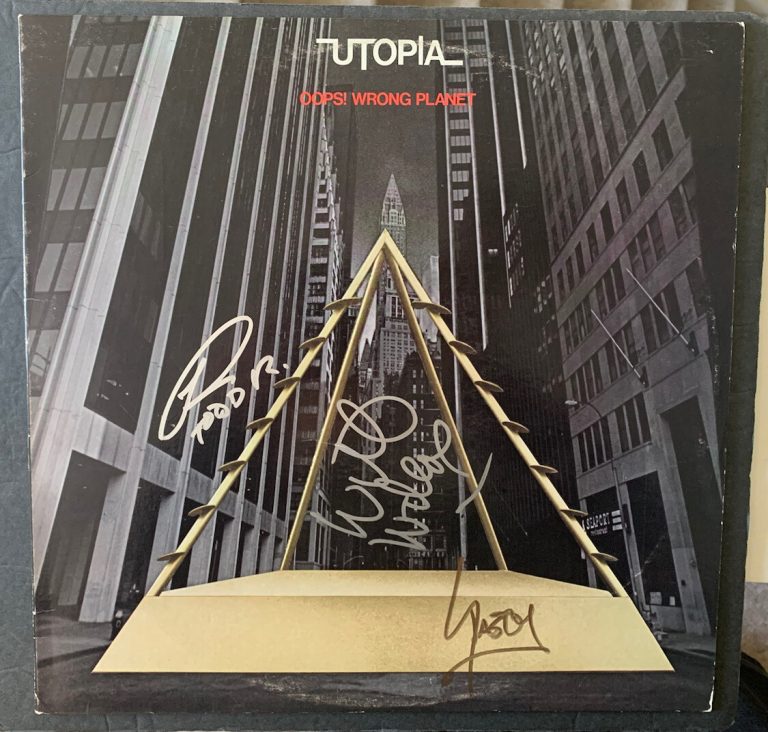 TODD RUNDGREN & UTOPIA Signed OOPS! wrong planet JSA COA by 3 KASIM Wilcox