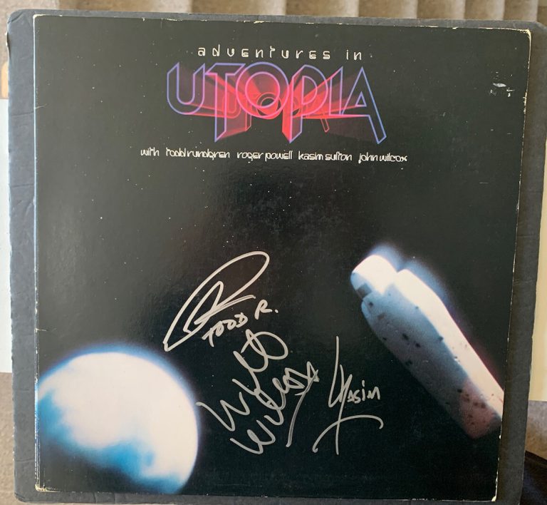 TODD RUNDGREN & UTOPIA Signed adventures in utopia JSA COA by 3 KASIM Wilcox