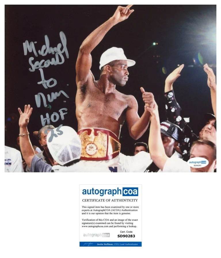 IBHOF 25 Boxer MICHAEL NUNN SIGNED AUTOGRAPHED PHOTO ACOA CERTIFIED CHAMPION