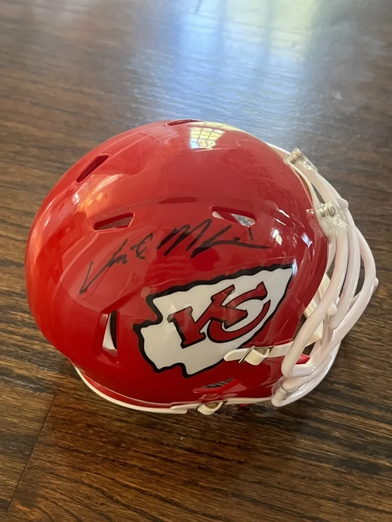 JERICK MCKINNON SIGNED FOOTBALL AUTO MINI HELMET KANSAS CITY CHIEFS SB CHAMP
