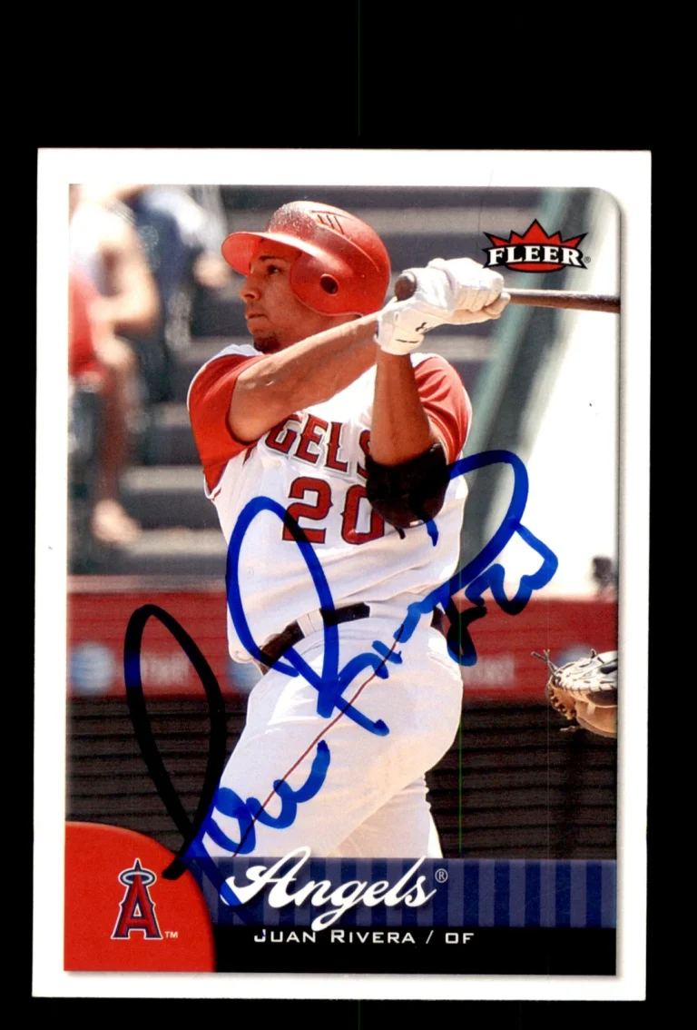 Signed Baseball Card Auto Juan Rivera 2007 Fleer #181 Los Angeles Angels